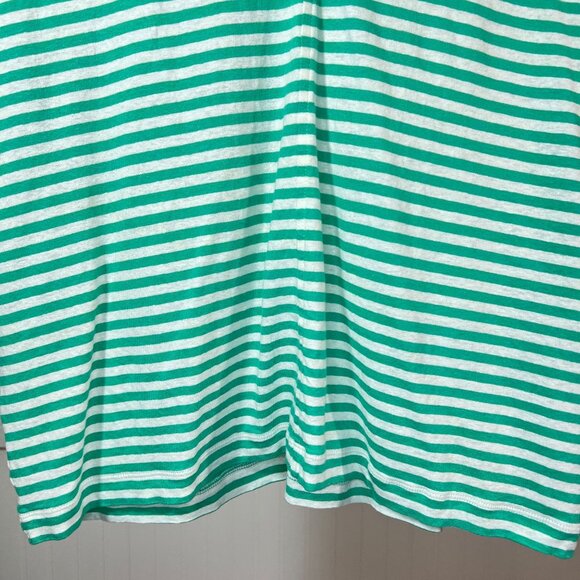 J. Jill Women's Green White Stripe Linen Blend V-Neck Relaxed Fit Tee Top Large - Picture 6 of 10